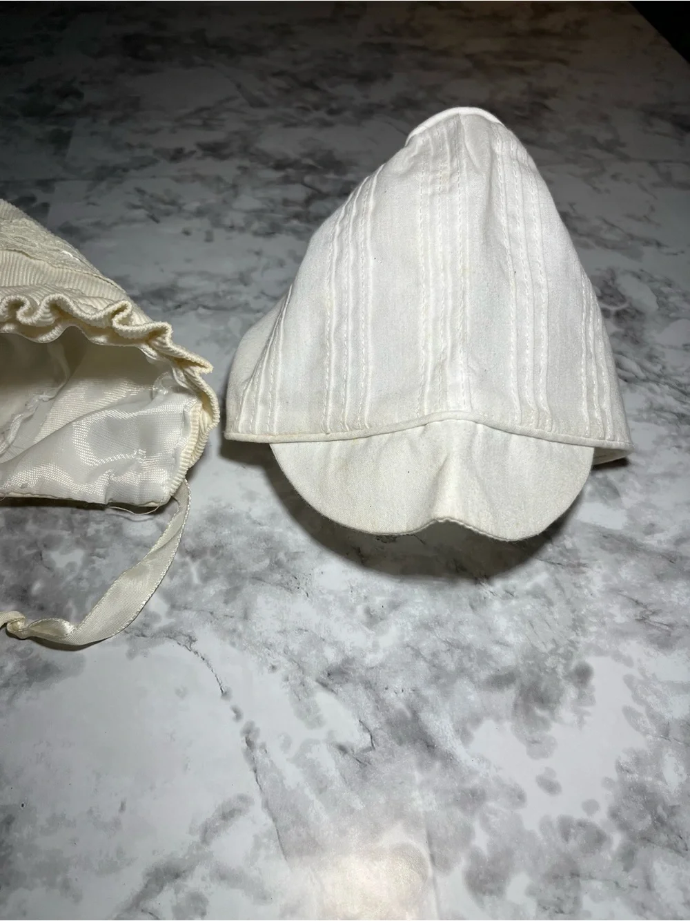 1960s New Cream Kids Bonnet Set - Classic Cotton Baby Bonnets